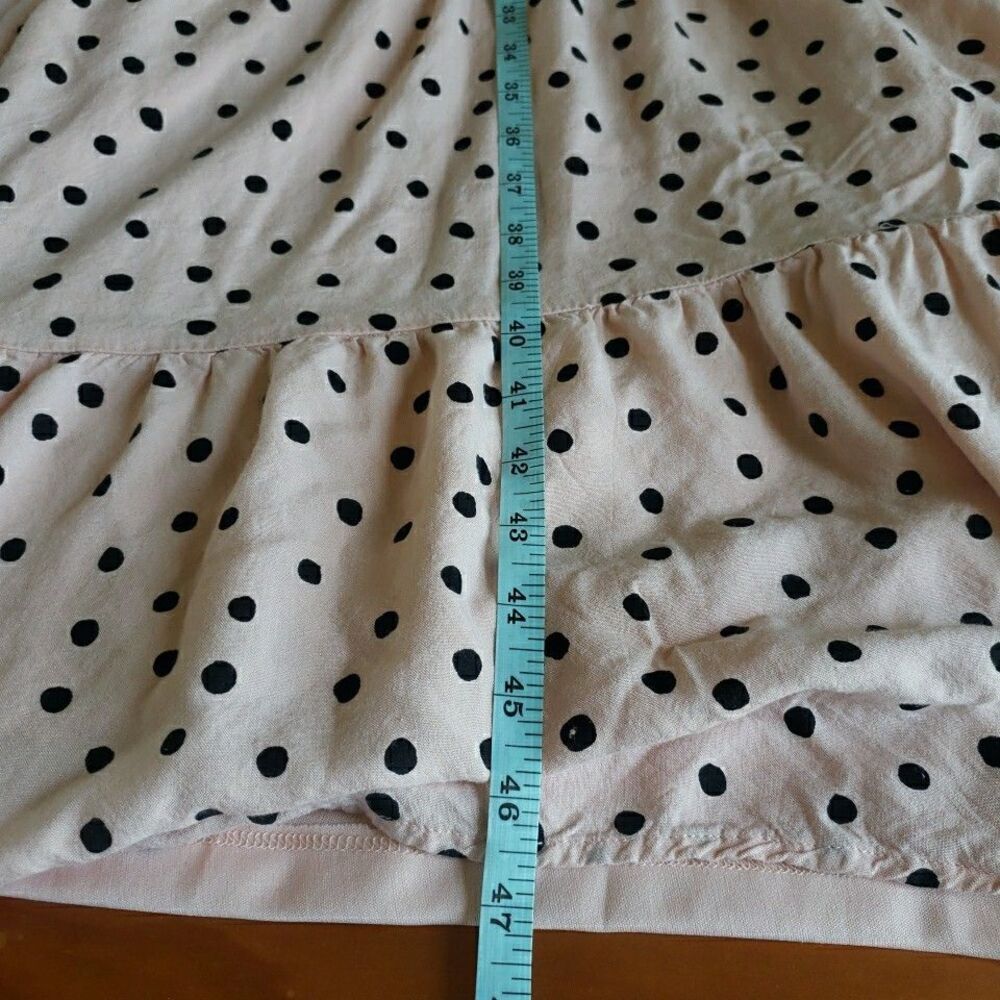 Maurices Blush Pink Black Polka Dot Halter Maxi Dress Medium Smocked Tiered Boho - Picture 10 of 12